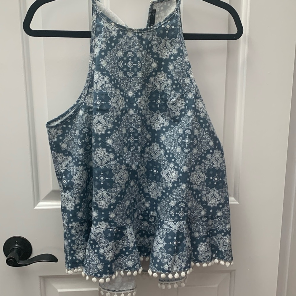 Paisley high neck, hi-low halter